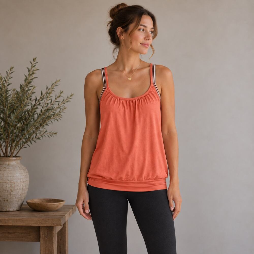 Soybu Orange Tank with Stripe Bra XS